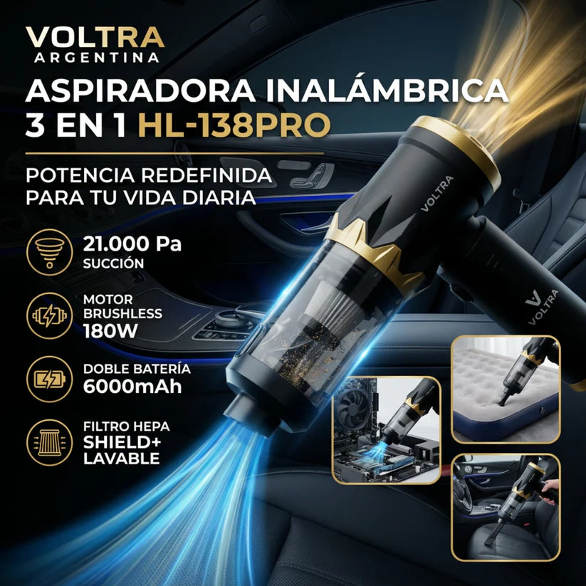 Aspiradora Inalámbrica Voltra® 3 en 1