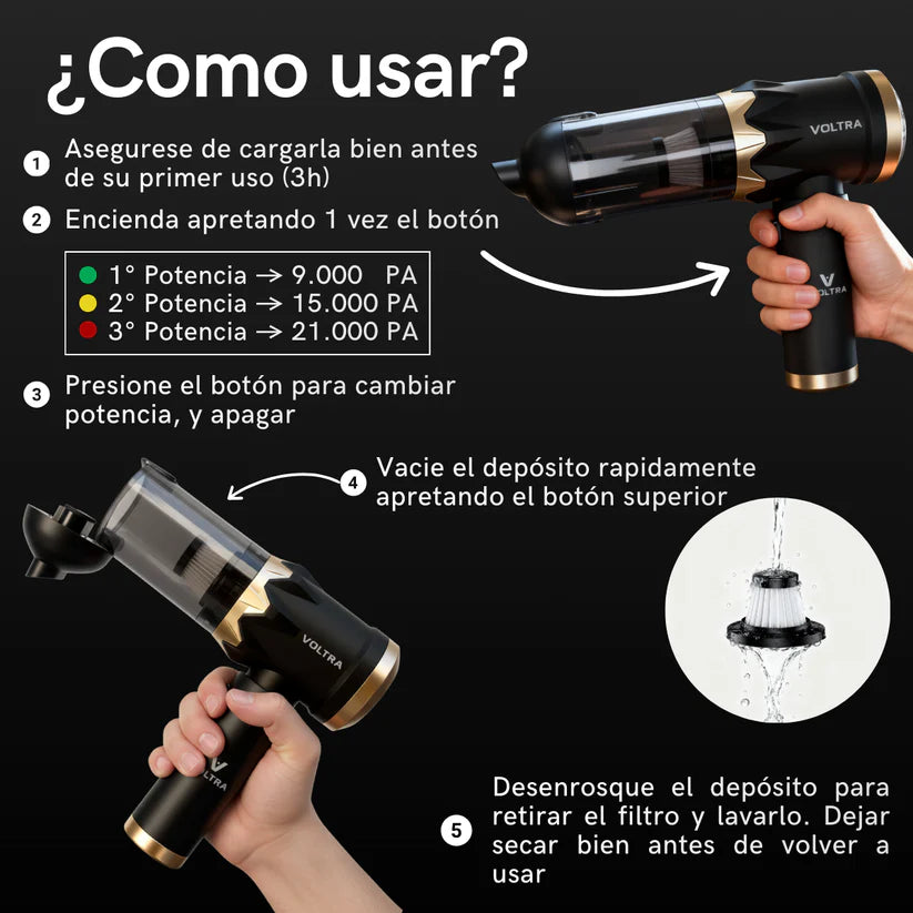 Aspiradora Inalámbrica Voltra® 3 en 1
