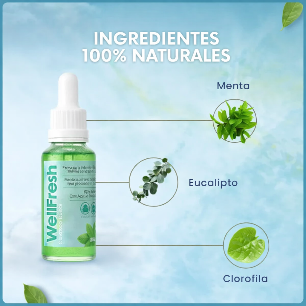 🍃 Well Fresh - Gotas naturales para el mal aliento - MENTA
