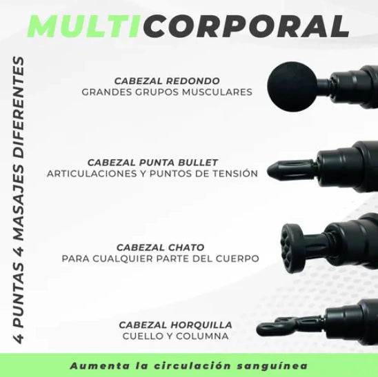 Pistola de Masaje inalámbrica 4 en 1