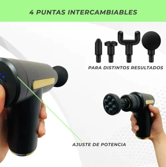 Pistola de Masaje inalámbrica 4 en 1
