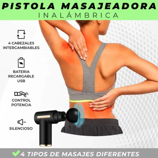 Pistola de Masaje inalámbrica 4 en 1
