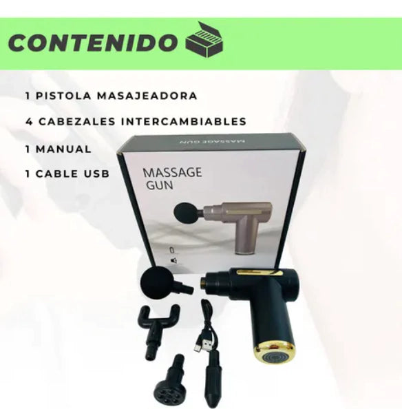 Pistola de Masaje inalámbrica 4 en 1
